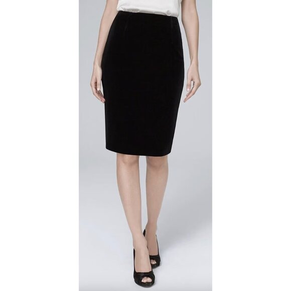 WHITE HOUSE BLACK MARKET Velvet Pencil Skirt Academia Officecore Y2K US 2 Petite - Picture 1 of 12